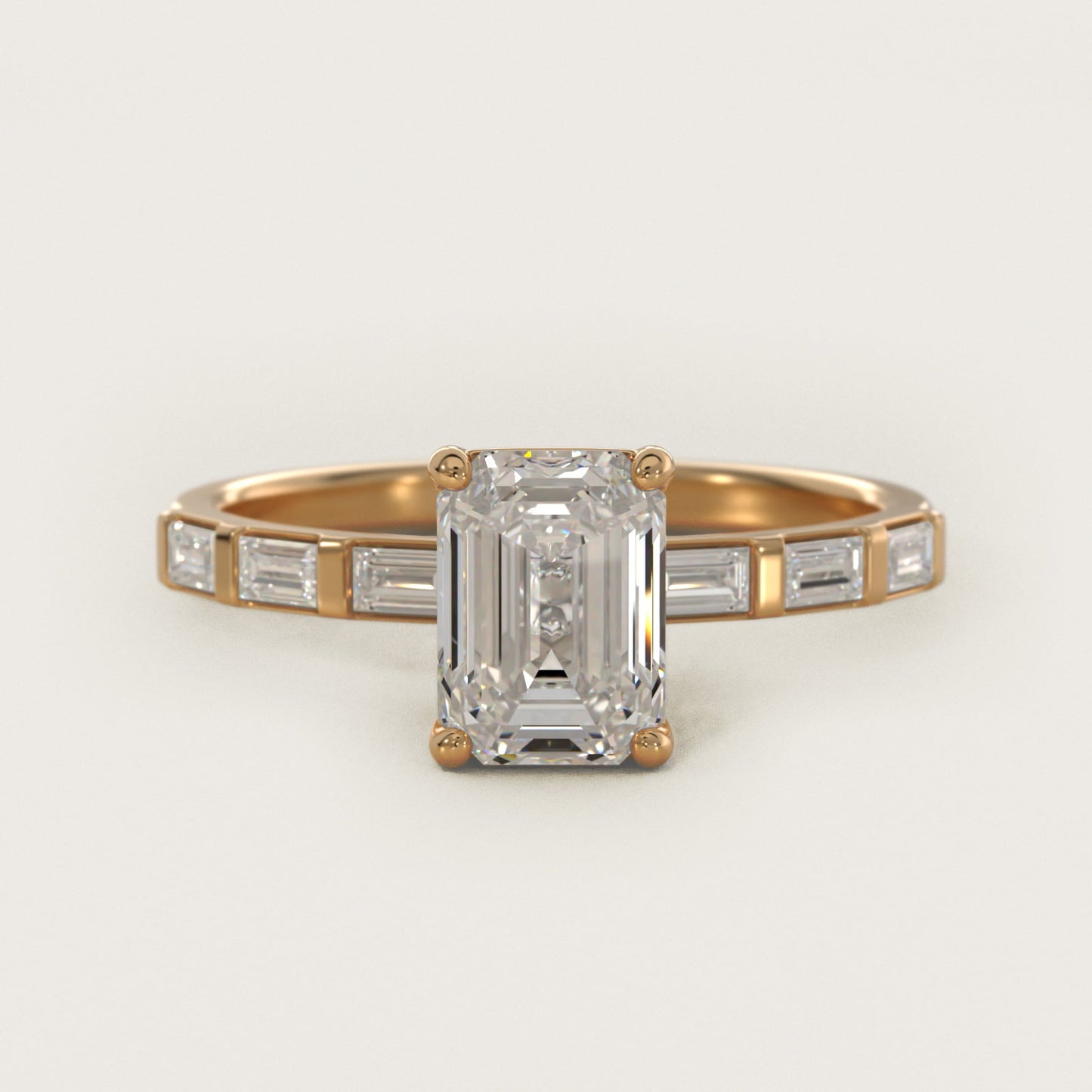 Straight Baguette Row Side Stone Diamond Engagement Ring In 14K Yellow Gold By James Allen - Emerald Center