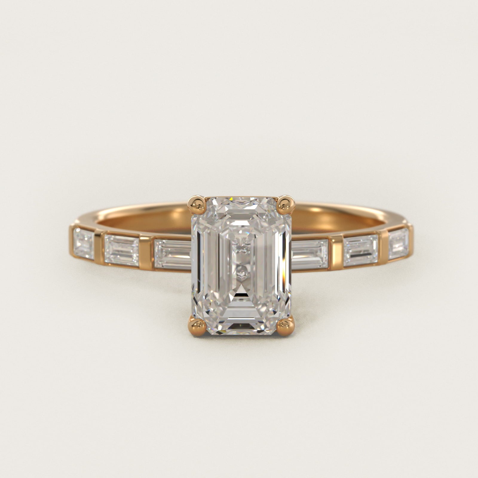 Straight Baguette Row Side Stone Diamond Engagement Ring In 18k Yellow Gold By James Allen - Emerald Center
