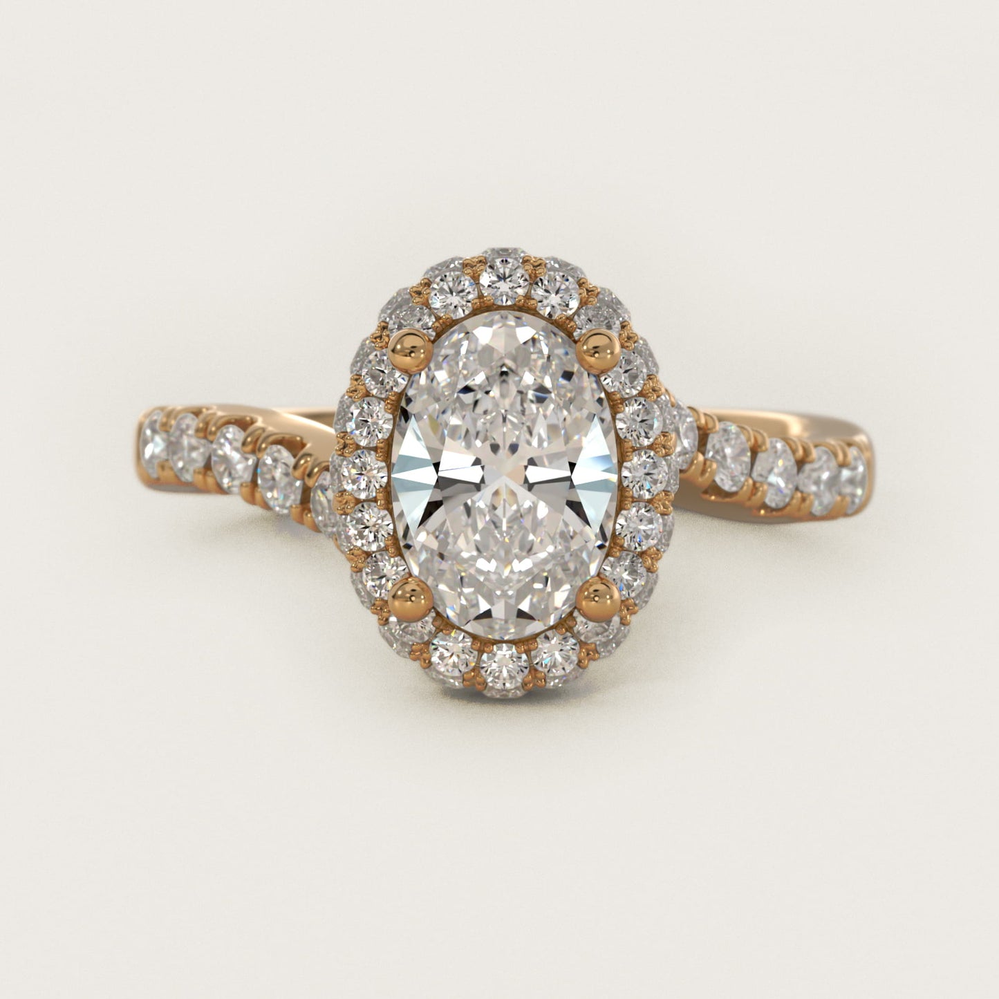 Swirl Rollover Halo Diamond Engagement Ring in 18k Yellow Gold - Oval Center