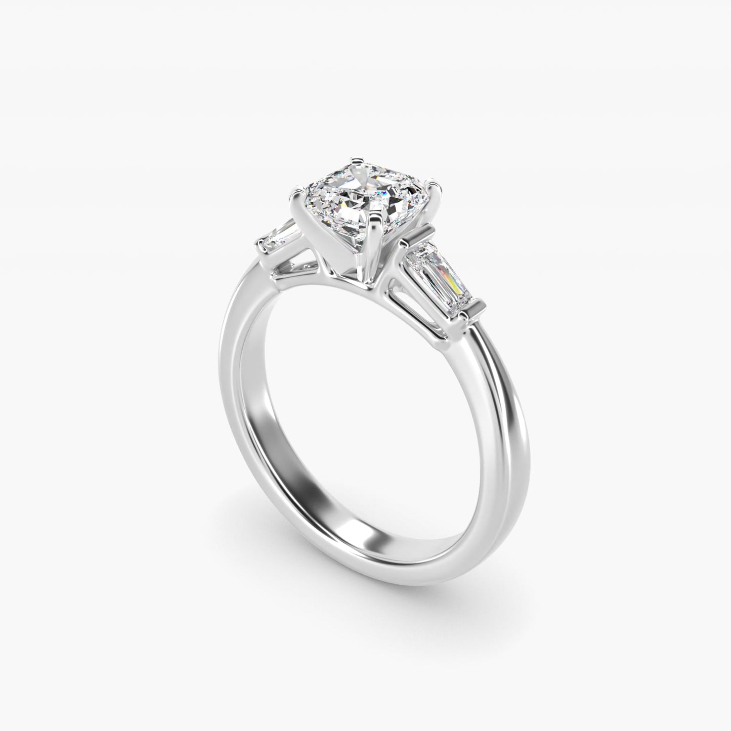 Tapered Baguette Diamond Engagement Ring in Platinum - Asscher Center