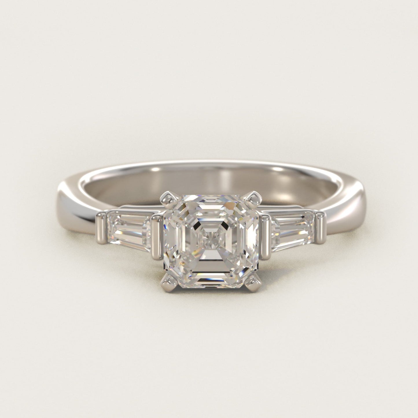 Tapered Baguette Diamond Engagement Ring in Platinum - Asscher Center