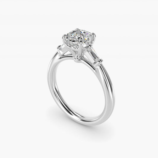 Tapered Baguette Diamond Engagement Ring in Platinum (1/6 ct. tw.) - Cushion Center