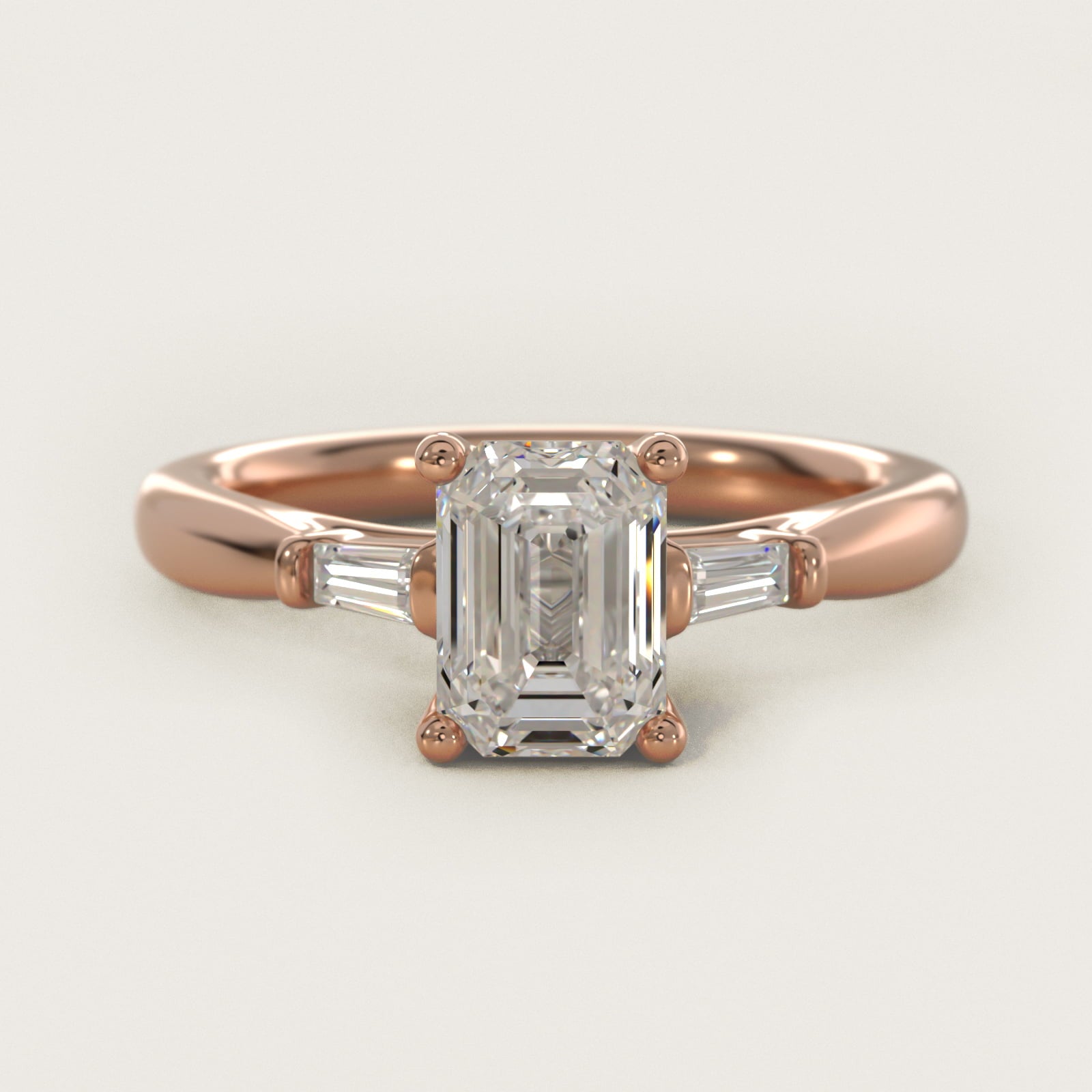Tapered Baguette Diamond Engagement Ring in 14k Rose Gold (1/6 ct. tw.) - Emerald Center