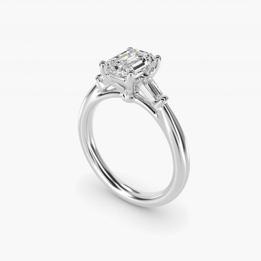 Tapered Baguette Diamond Engagement Ring in 18k White Gold (1/6 ct. tw.) - Emerald Center