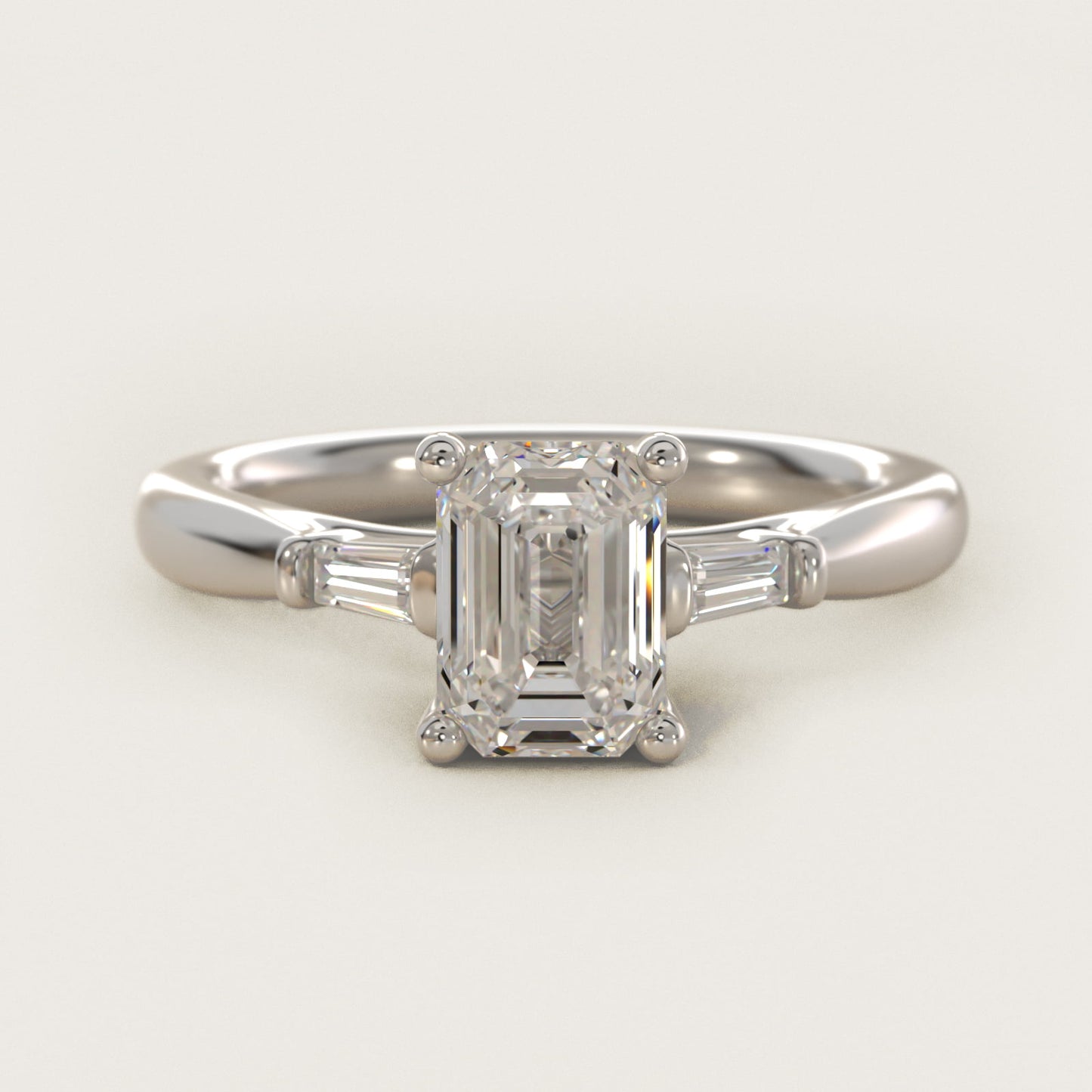 Tapered Baguette Diamond Engagement Ring in 14k White Gold (1/6 ct. tw.) - Emerald Center