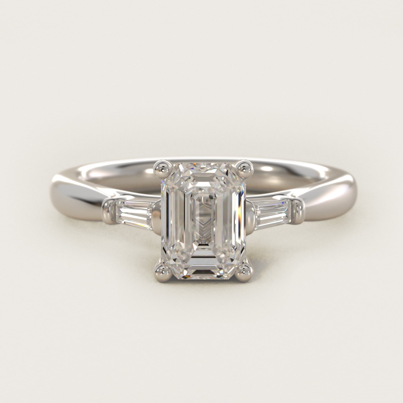 Tapered Baguette Diamond Engagement Ring in 14k White Gold (1/6 ct. tw.) - Emerald Center