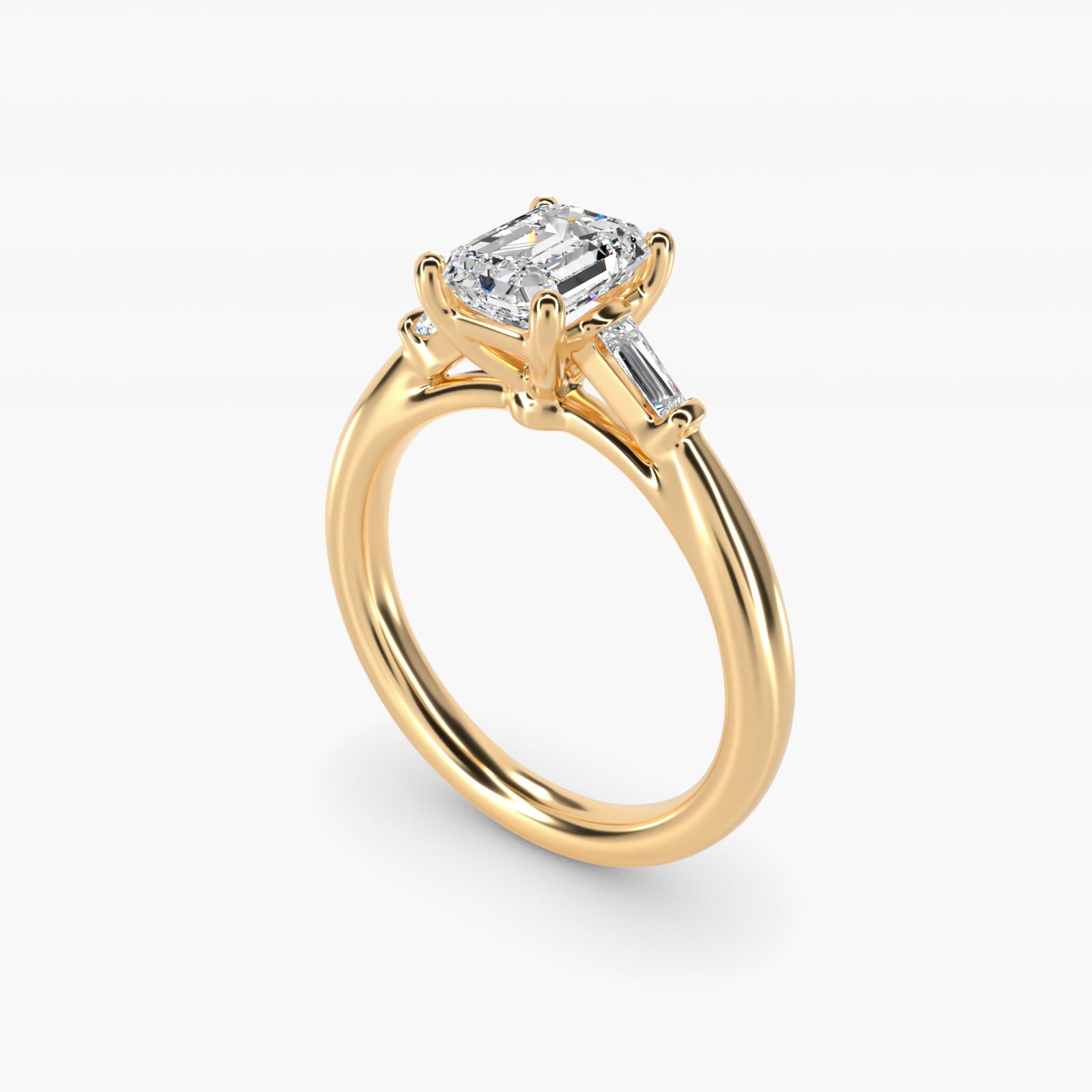 Tapered Baguette Diamond Engagement Ring in 14k Yellow Gold (1/6 ct. tw.) - Emerald Center