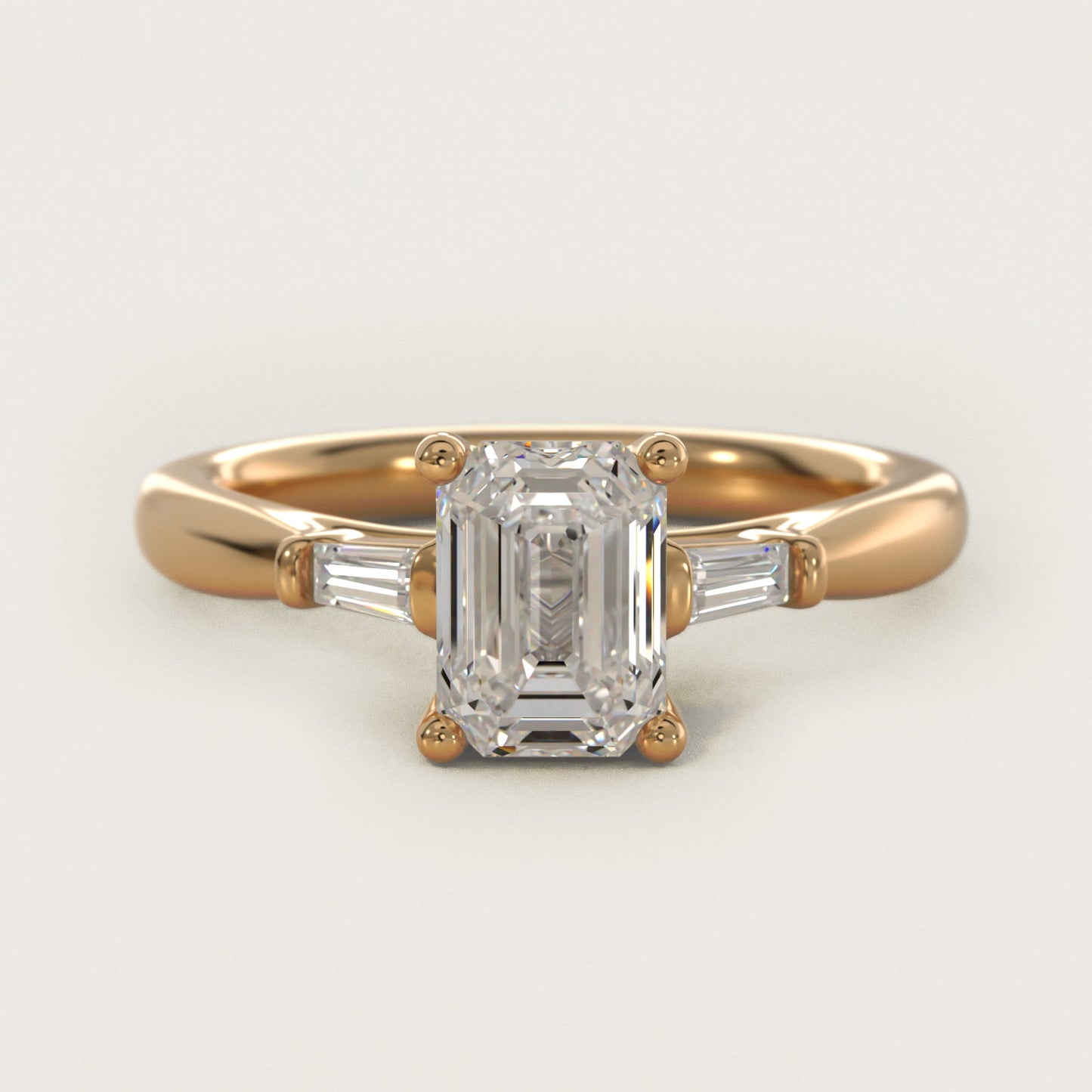Tapered Baguette Diamond Engagement Ring in 14k Yellow Gold (1/6 ct. tw.) - Emerald Center