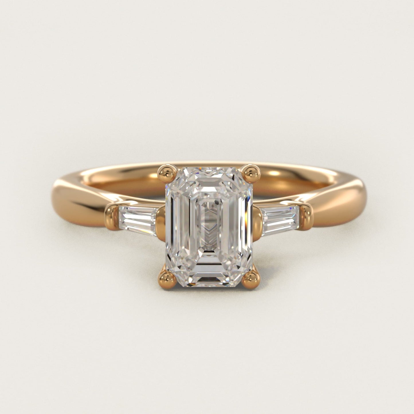 Tapered Baguette Diamond Engagement Ring in 18k Yellow Gold (1/6 ct. tw.) - Emerald Center