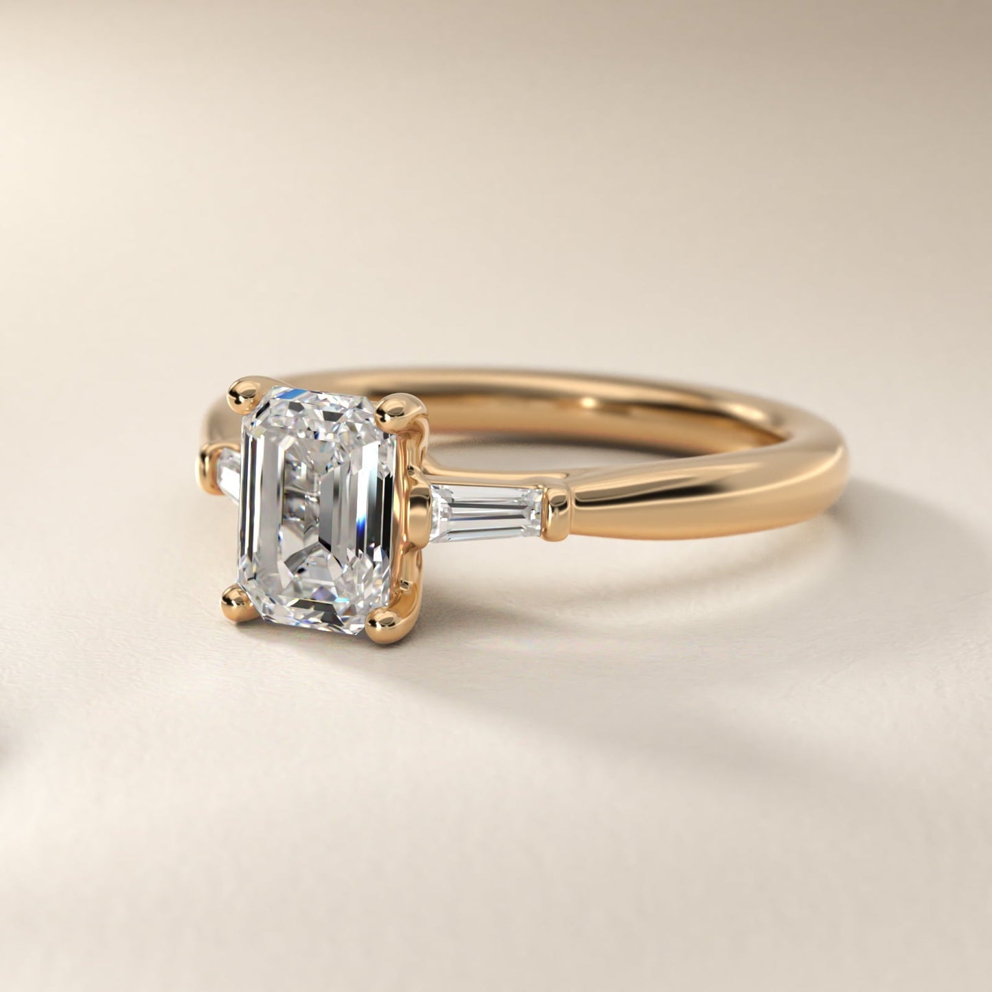 Tapered Baguette Diamond Engagement Ring in 18k Yellow Gold (1/6 ct. tw.) - Emerald Center