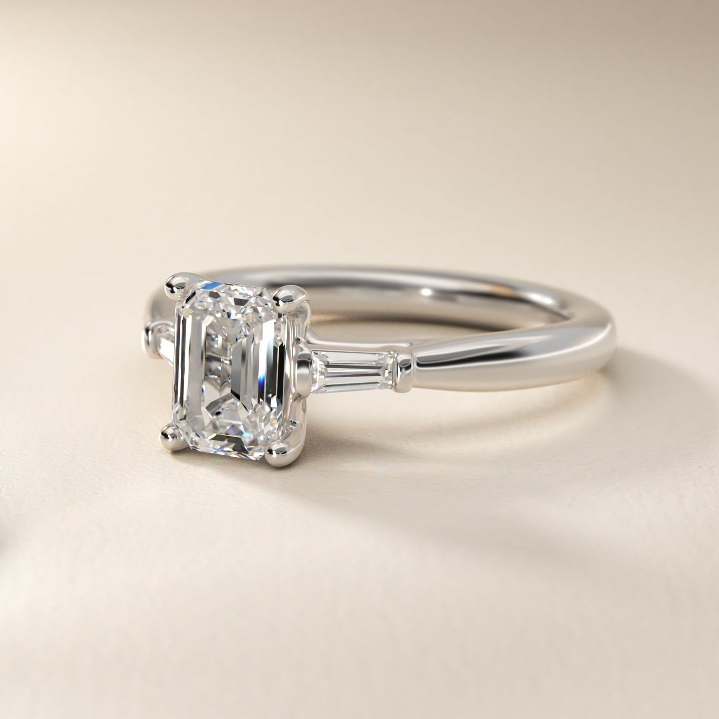 Tapered Baguette Diamond Engagement Ring in Platinum (1/6 ct. tw.) - Emerald Center