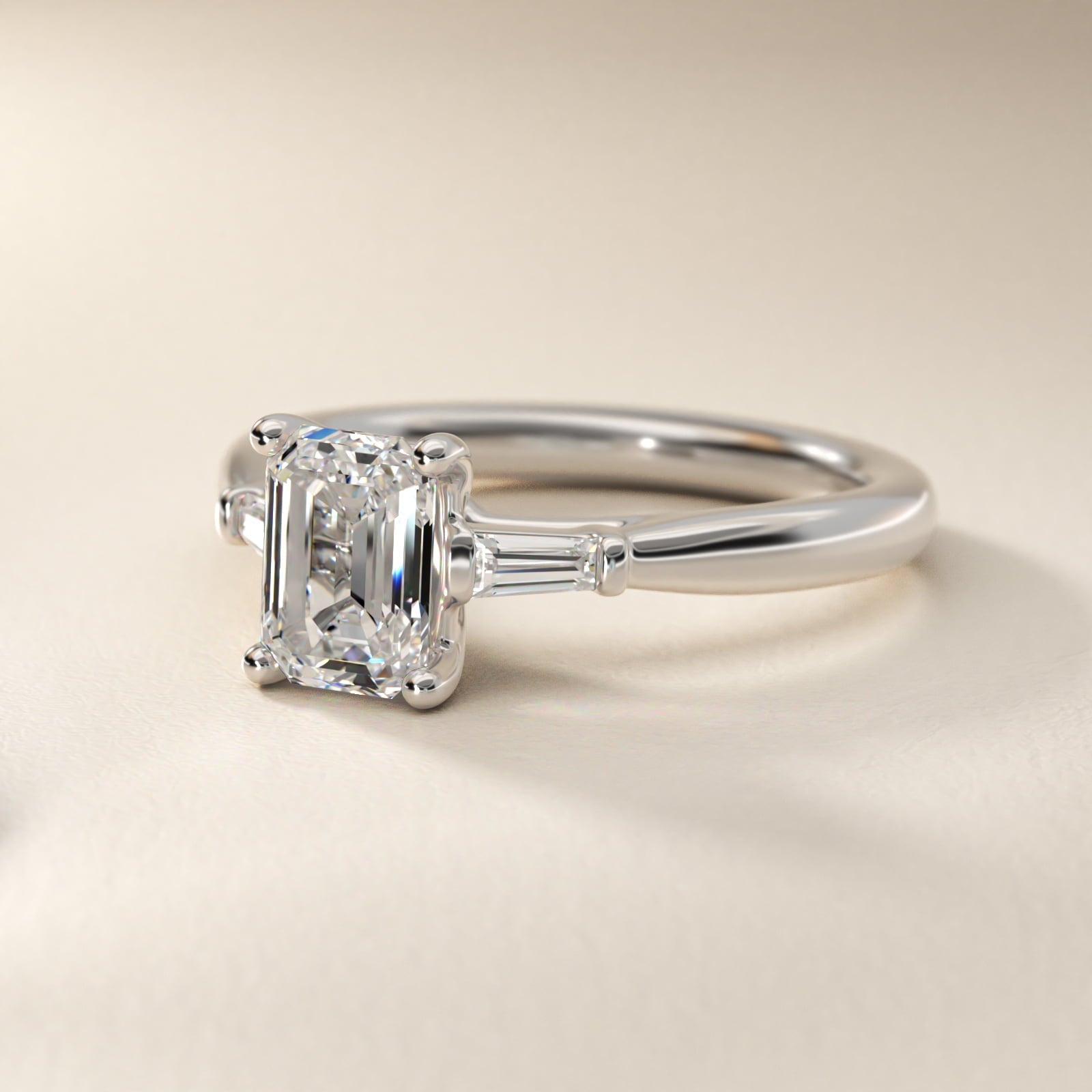 Tapered Baguette Diamond Engagement Ring in Platinum (1/6 ct. tw.) - Emerald Center