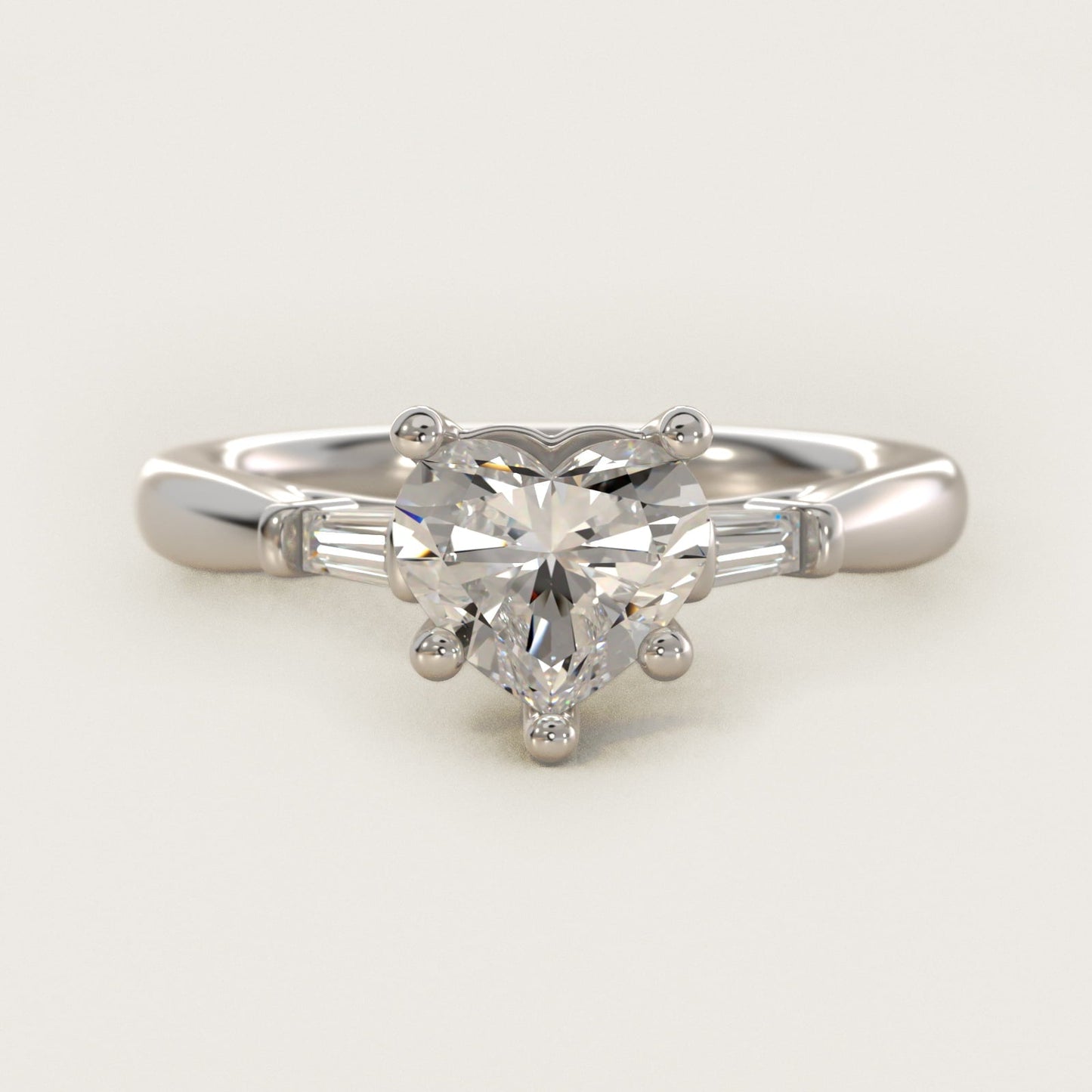 Tapered Baguette Diamond Engagement Ring in Platinum (1/6 ct. tw.) - Heart Center