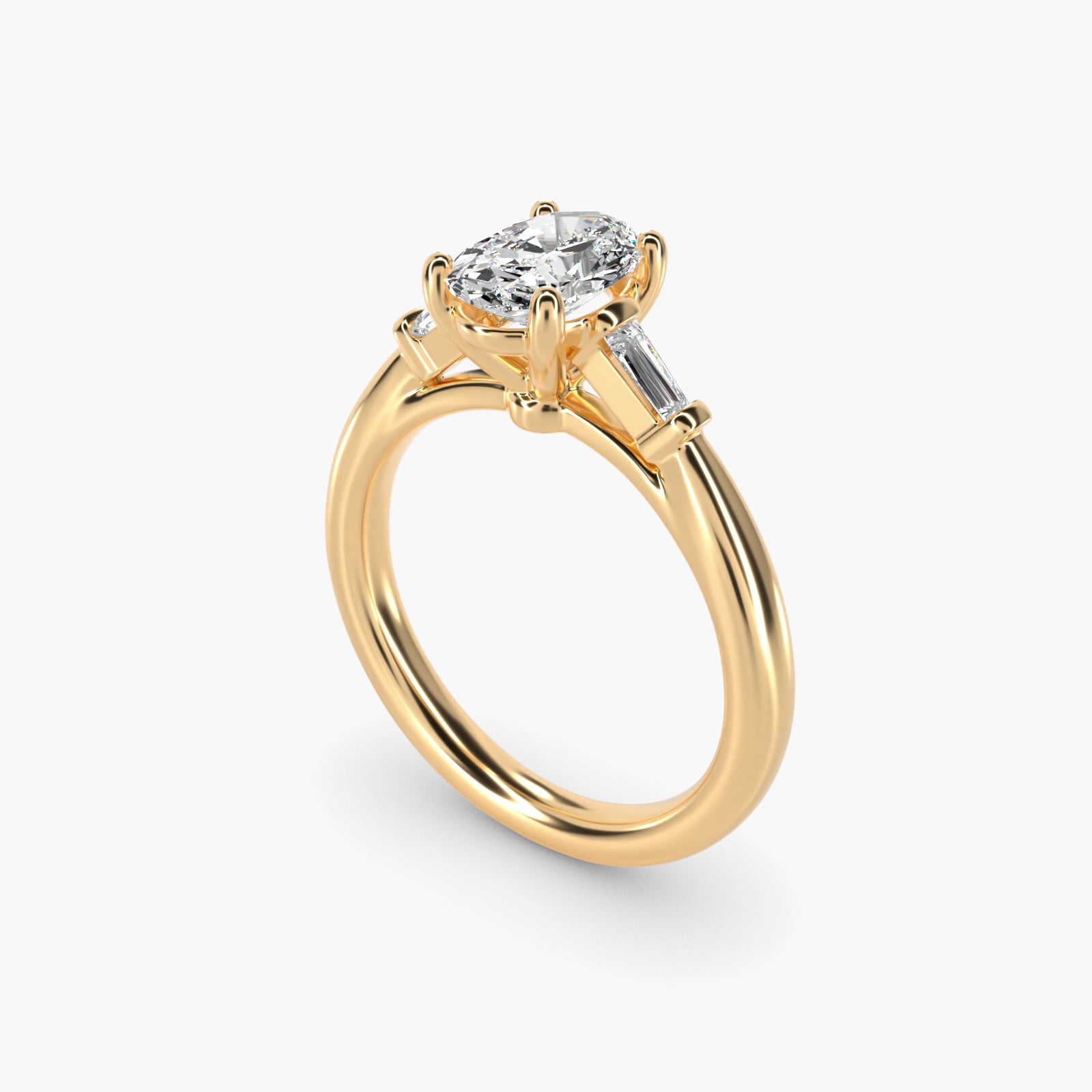 Tapered Baguette Diamond Engagement Ring in 14k Yellow Gold (1/6 ct. tw.) - Oval Center