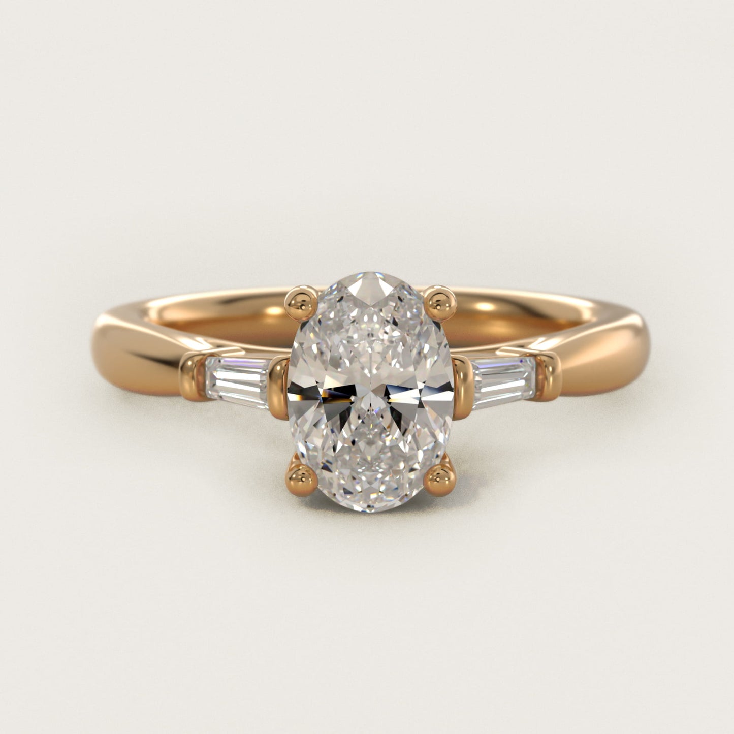 Tapered Baguette Diamond Engagement Ring in 14k Yellow Gold (1/6 ct. tw.) - Oval Center