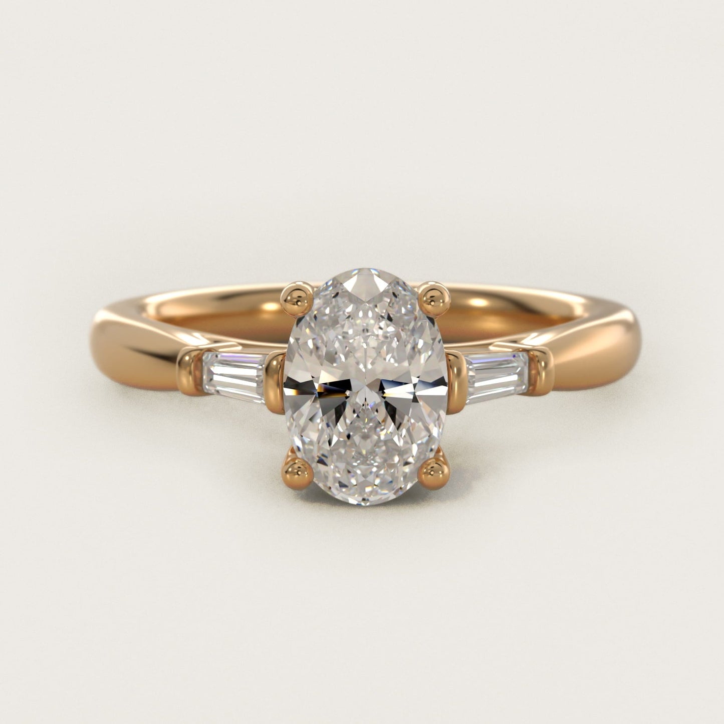 Tapered Baguette Diamond Engagement Ring in 18k Yellow Gold (1/6 ct. tw.) - Oval Center