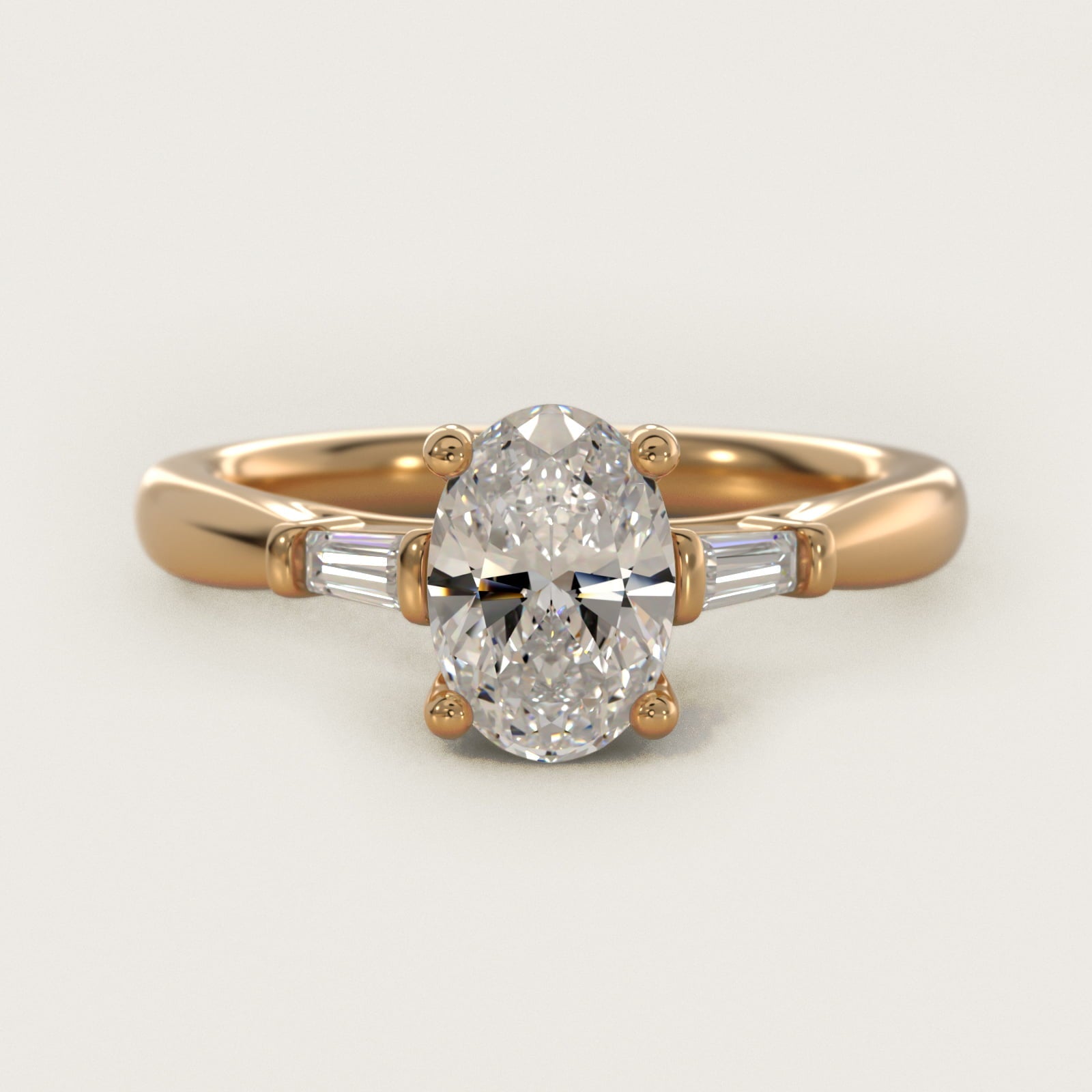 Tapered Baguette Diamond Engagement Ring in 18k Yellow Gold (1/6 ct. tw.) - Oval Center