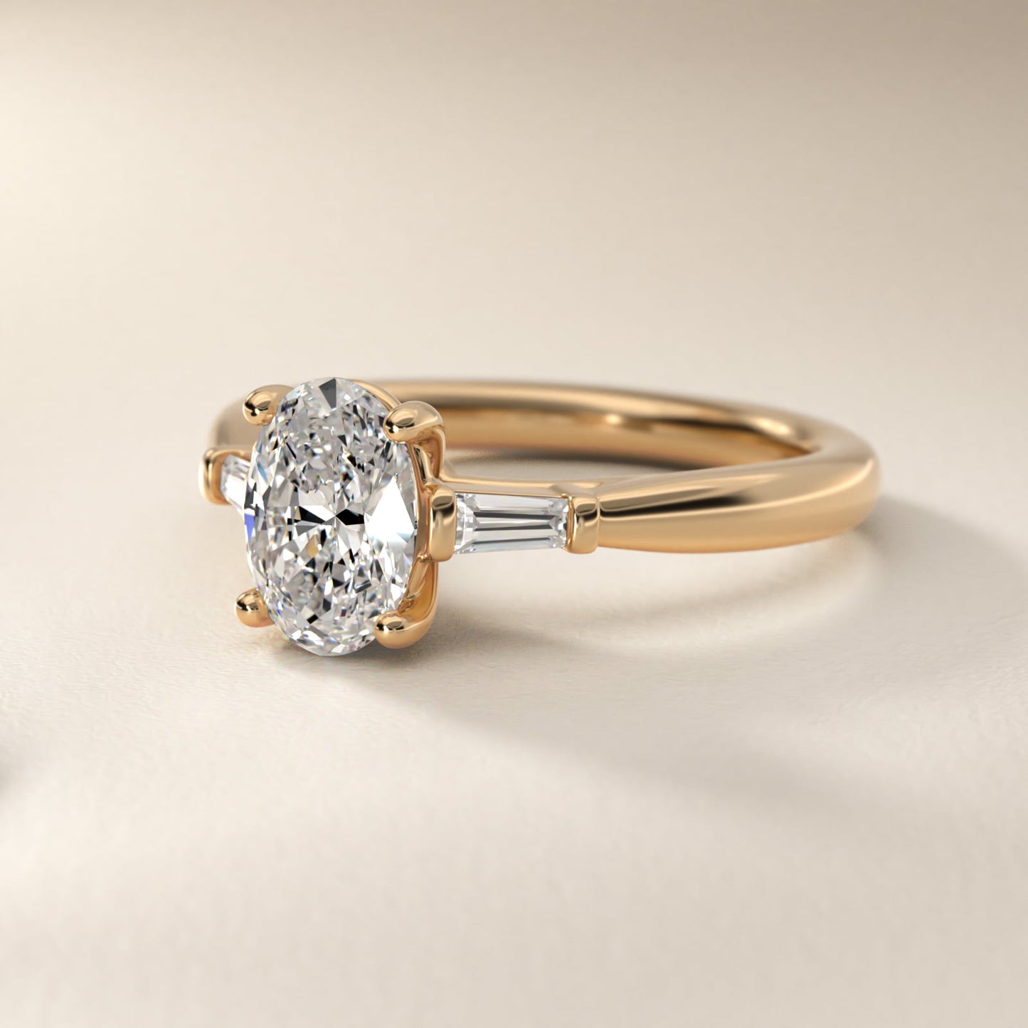 Tapered Baguette Diamond Engagement Ring in 14k Yellow Gold (1/6 ct. tw.) - Oval Center