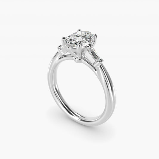 Tapered Baguette Diamond Engagement Ring in Platinum (1/6 ct. tw.) - Oval Center