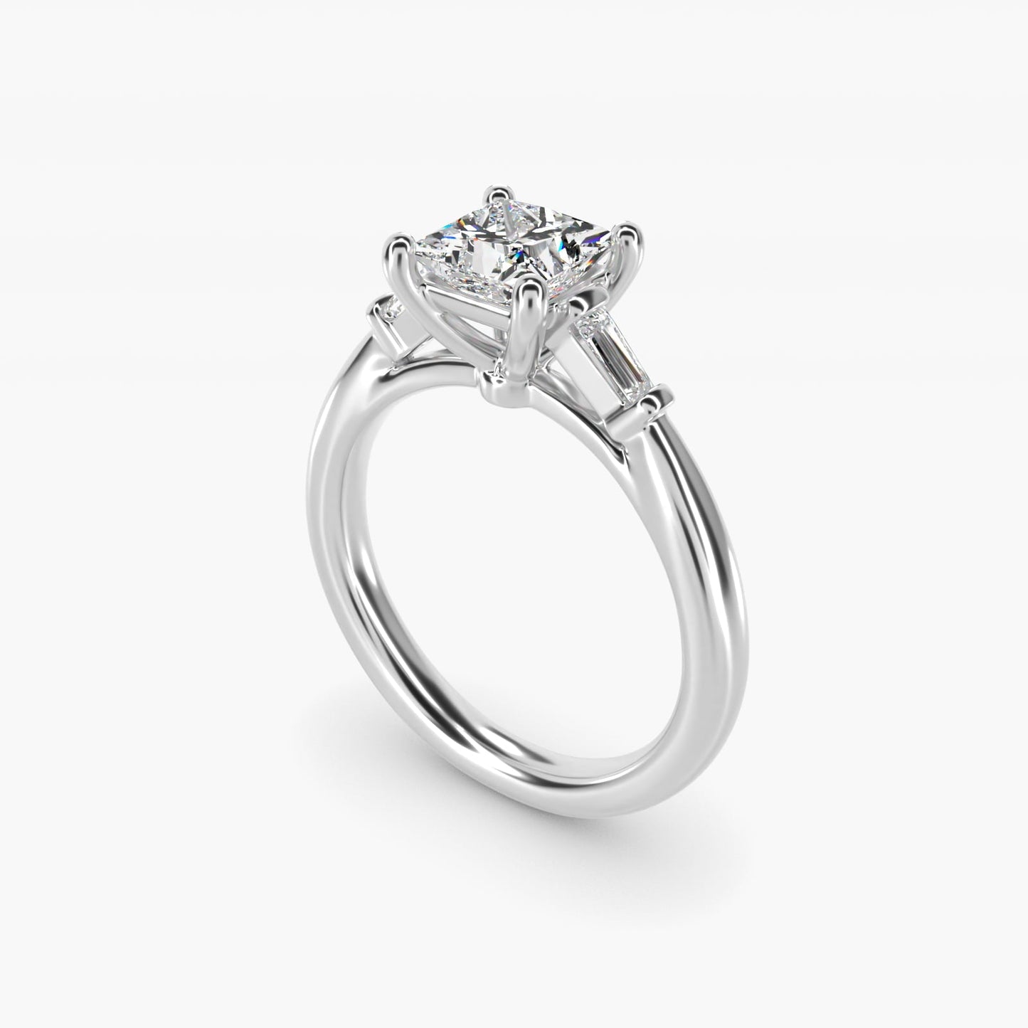Tapered Baguette Diamond Engagement Ring in Platinum (1/6 ct. tw.) - Princess Center