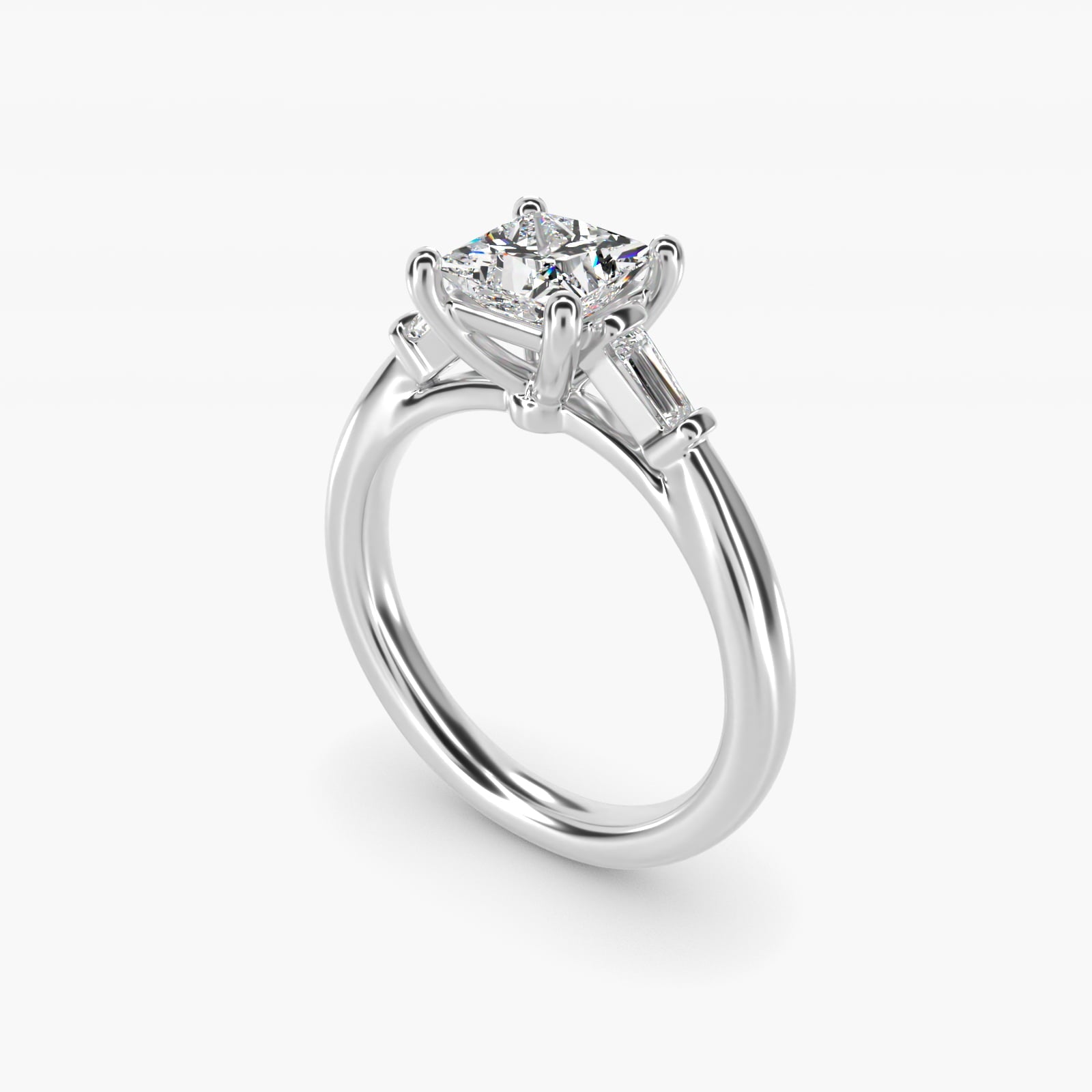 Tapered Baguette Diamond Engagement Ring in Platinum (1/6 ct. tw.) - Princess Center