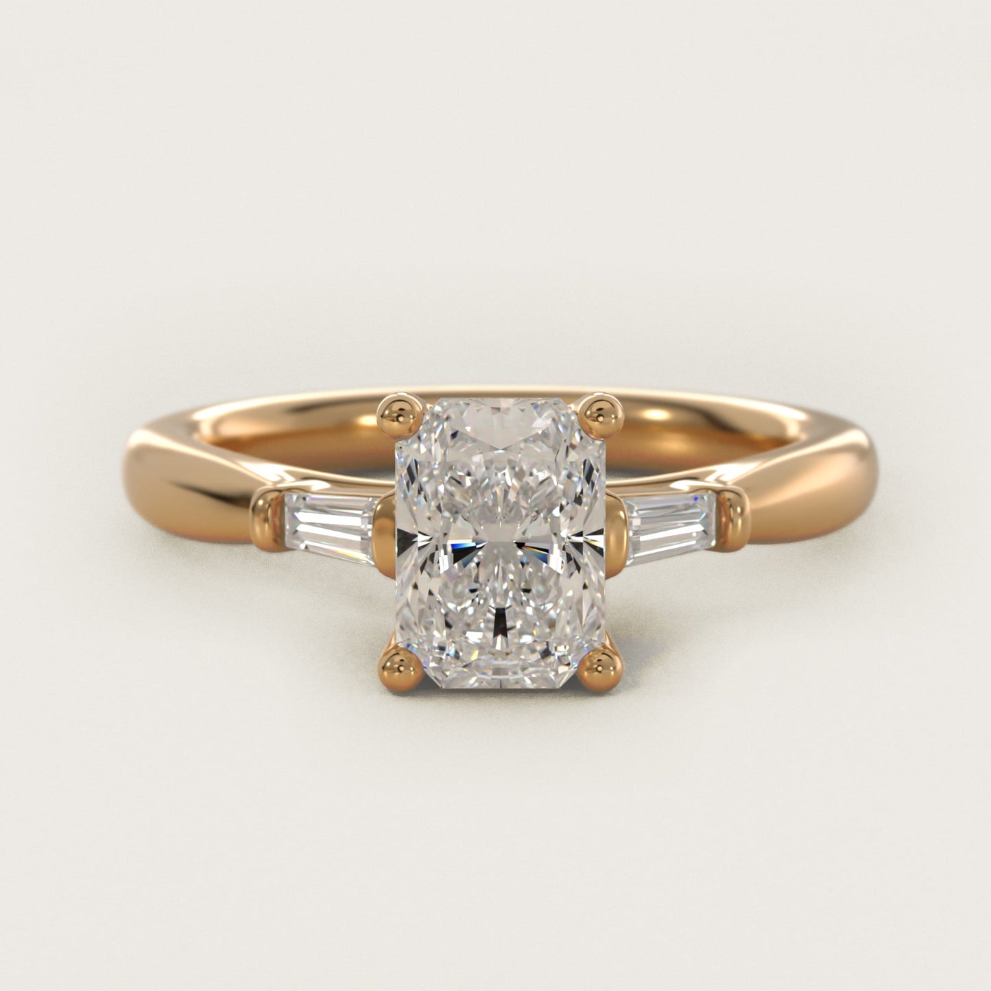 Tapered Baguette Diamond Engagement Ring in 14k Yellow Gold (1/6 ct. tw.) - Radiant Center