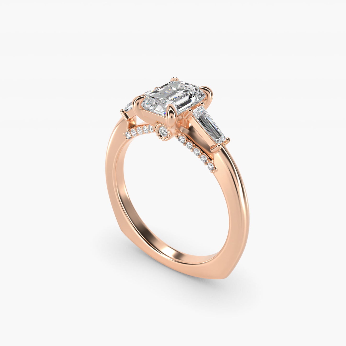Tapered Baguette Three Stone Engagement Ring in 18k Rose Gold (0.24 ct. tw.) By Bella Vaughan - Emerald Center