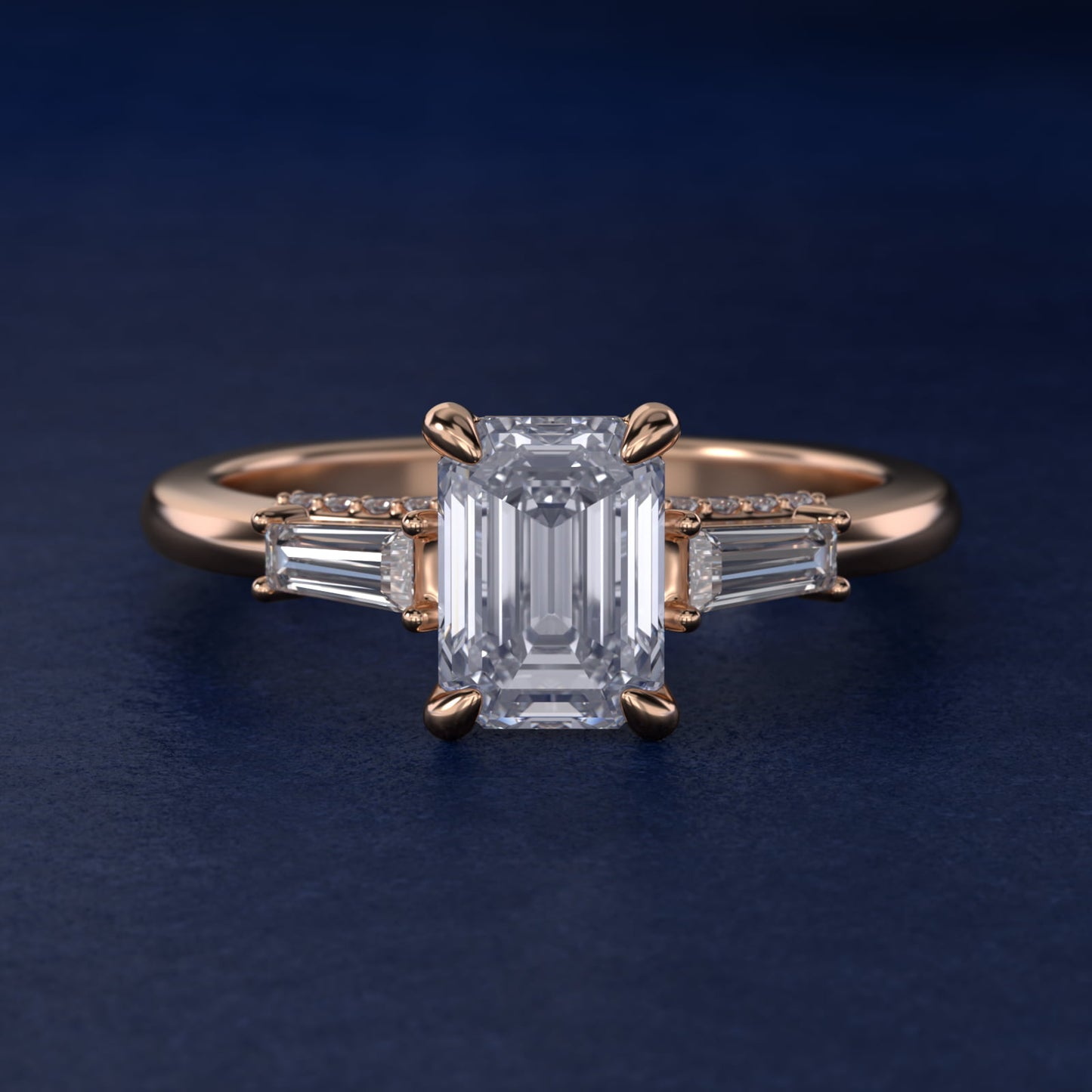 Tapered Baguette Three Stone Engagement Ring in 14k Rose Gold (0.24 ct. tw.) By Bella Vaughan - Emerald Center
