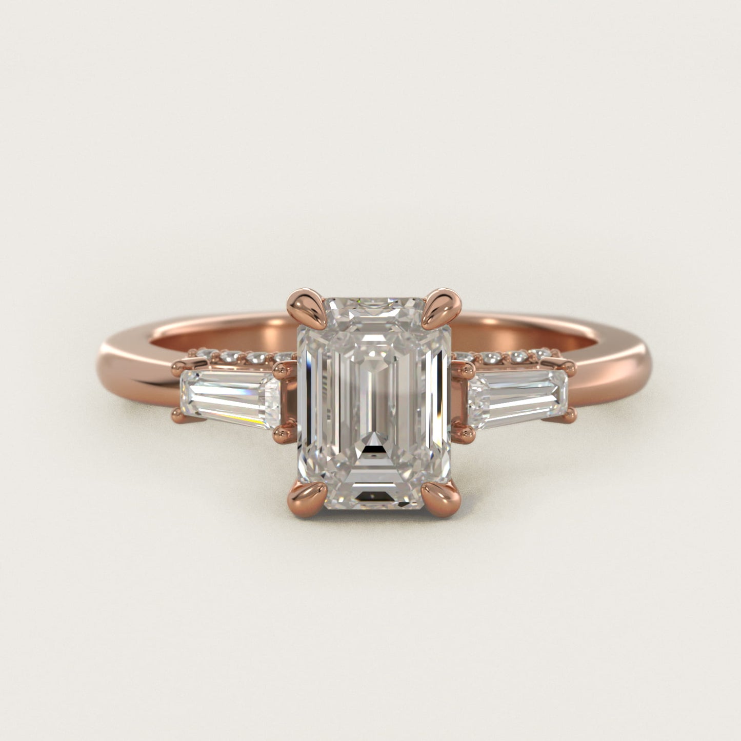 Tapered Baguette Three Stone Engagement Ring in 14k Rose Gold (0.24 ct. tw.) By Bella Vaughan - Emerald Center