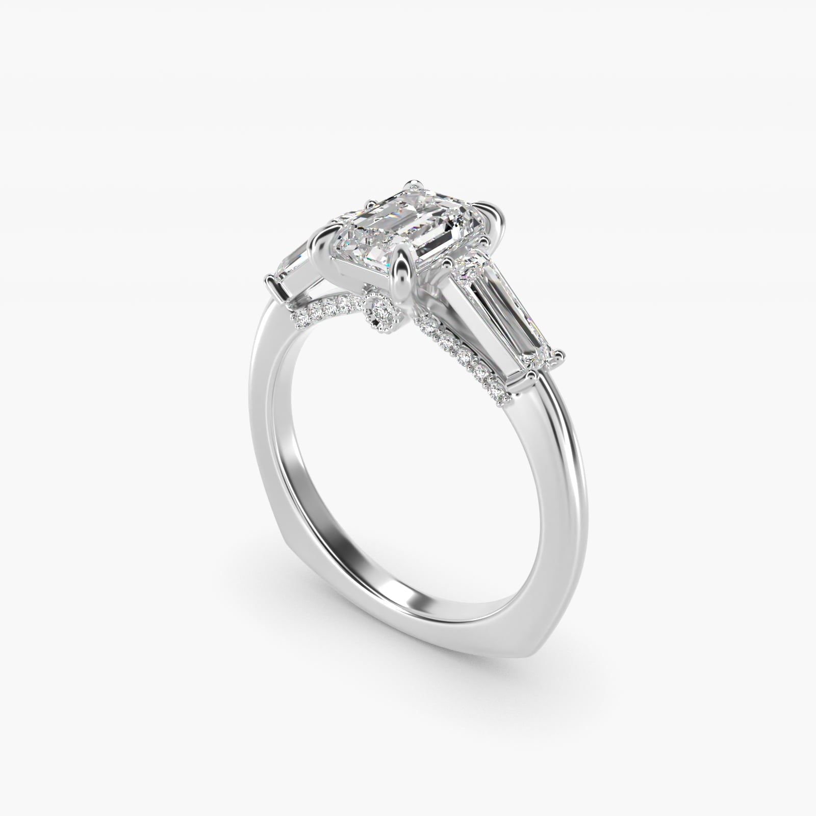 Tapered Baguette Three Stone Engagement Ring in 18K White Gold (1/2 ct. tw.) By Bella Vaughan - Emerald Center