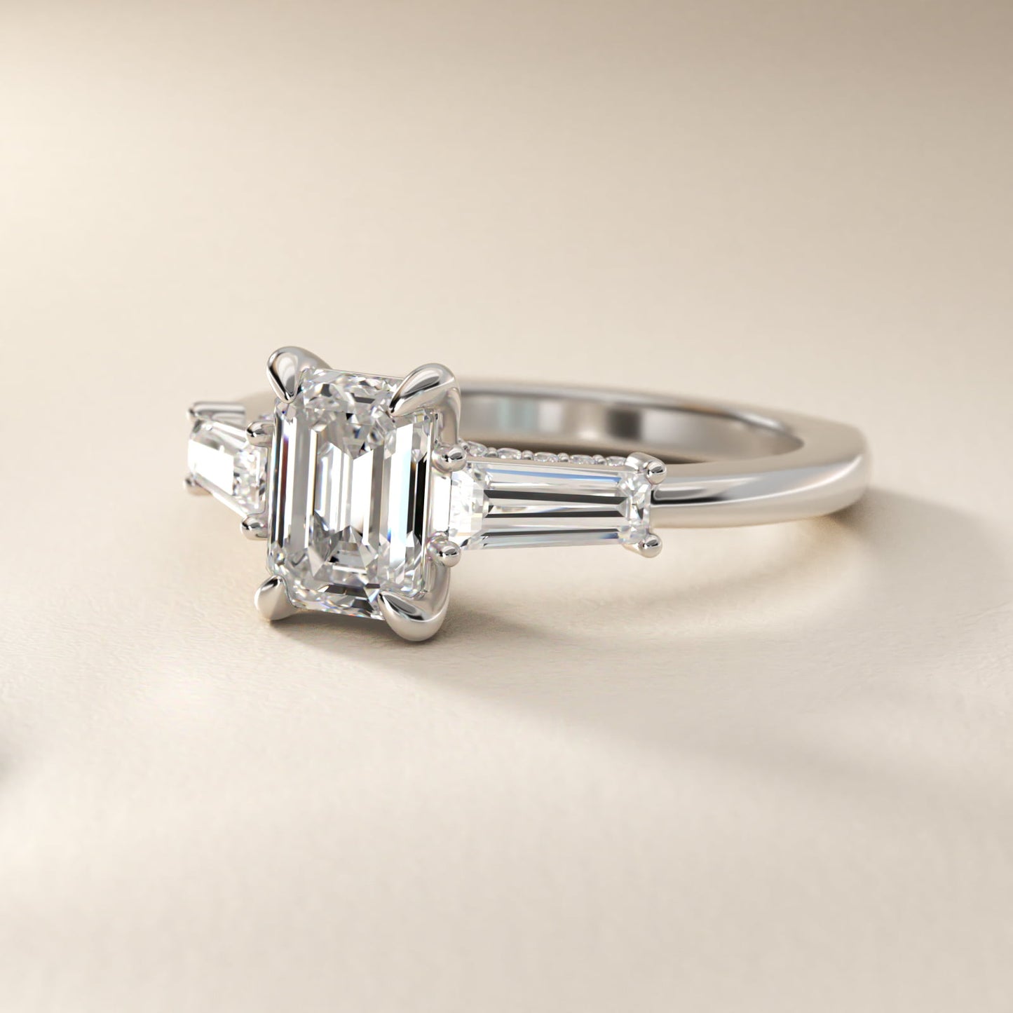 Tapered Baguette Three Stone Engagement Ring in 18K White Gold (1/2 ct. tw.) By Bella Vaughan - Emerald Center