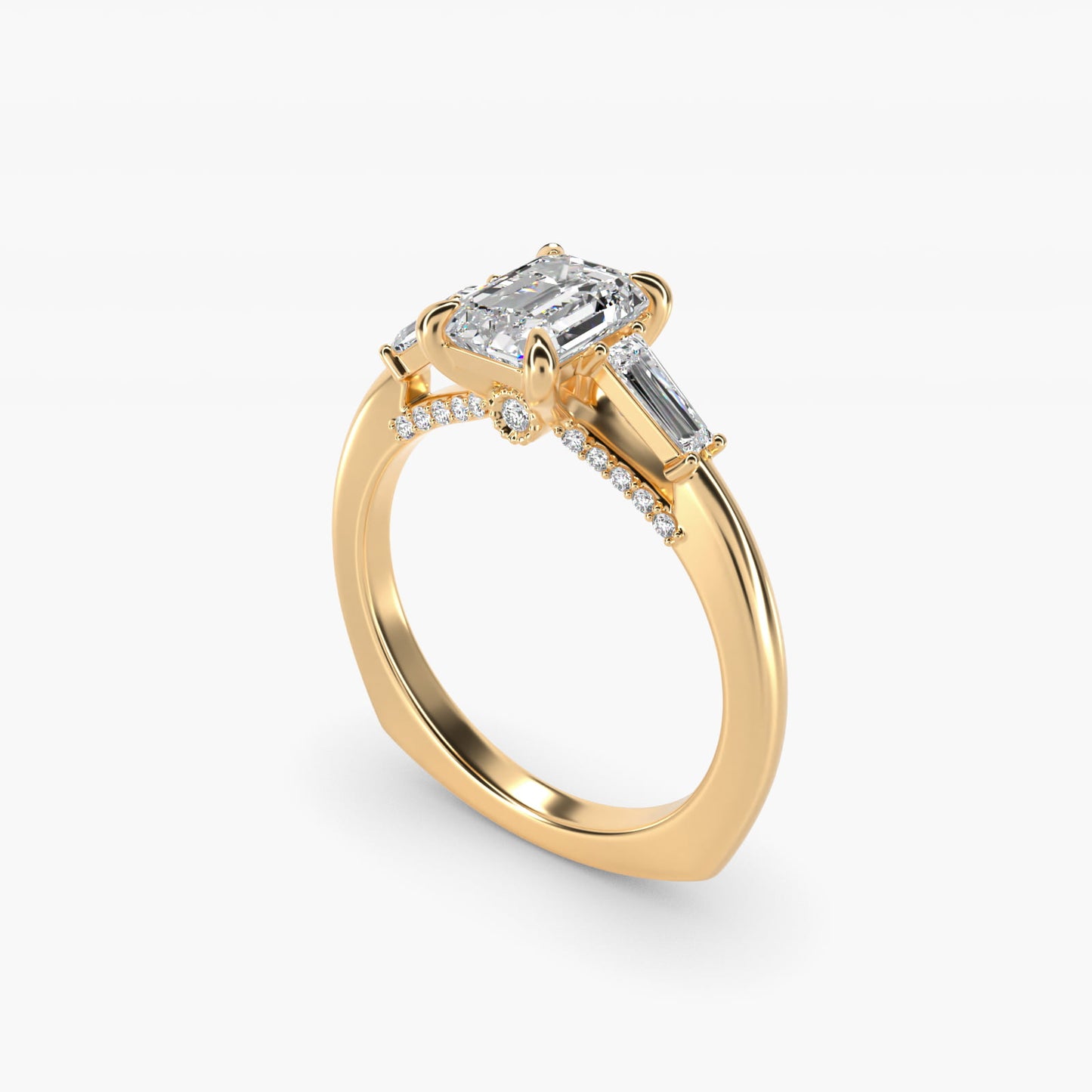 Tapered Baguette Three Stone Engagement Ring in 14K Yellow Gold (0.24 ct. tw.) By Bella Vaughan - Emerald Center