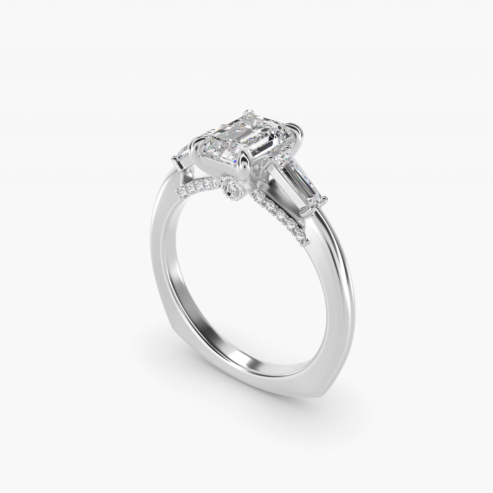 Tapered Baguette Three Stone Engagement Ring in Platinum (1/4 ct. tw.) By Bella Vaughan - Emerald Center