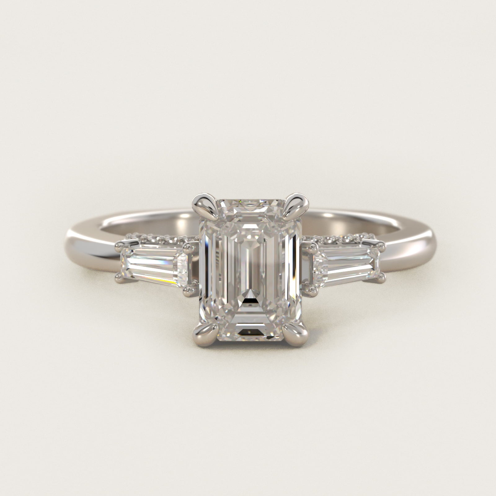 Tapered Baguette Three Stone Engagement Ring in Platinum (1/4 ct. tw.) By Bella Vaughan - Emerald Center