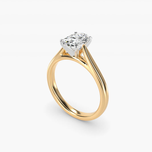 Tapered Cathedral Solitaire Engagement Ring in 14K Yellow Gold - Oval Center