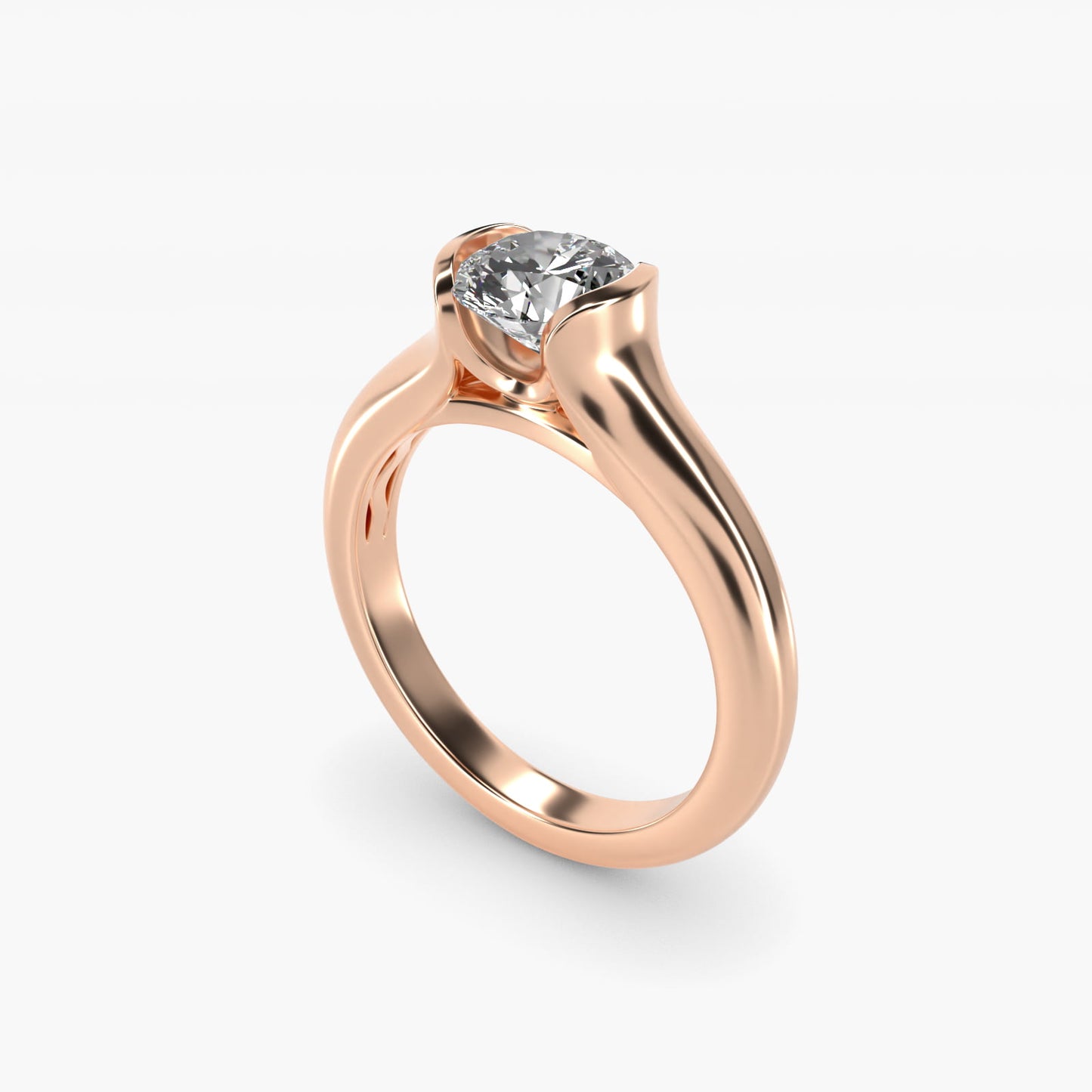 Tapered Half Bezel Tension Engagement Ring In 14K Rose Gold By James Allen - Round Center