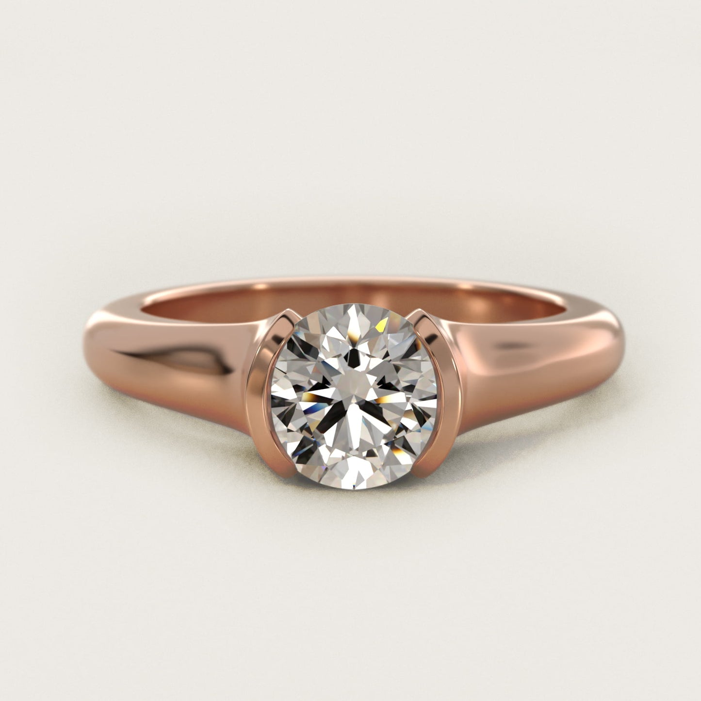 Tapered Half Bezel Tension Engagement Ring In 18k Rose Gold By James Allen - Round Center