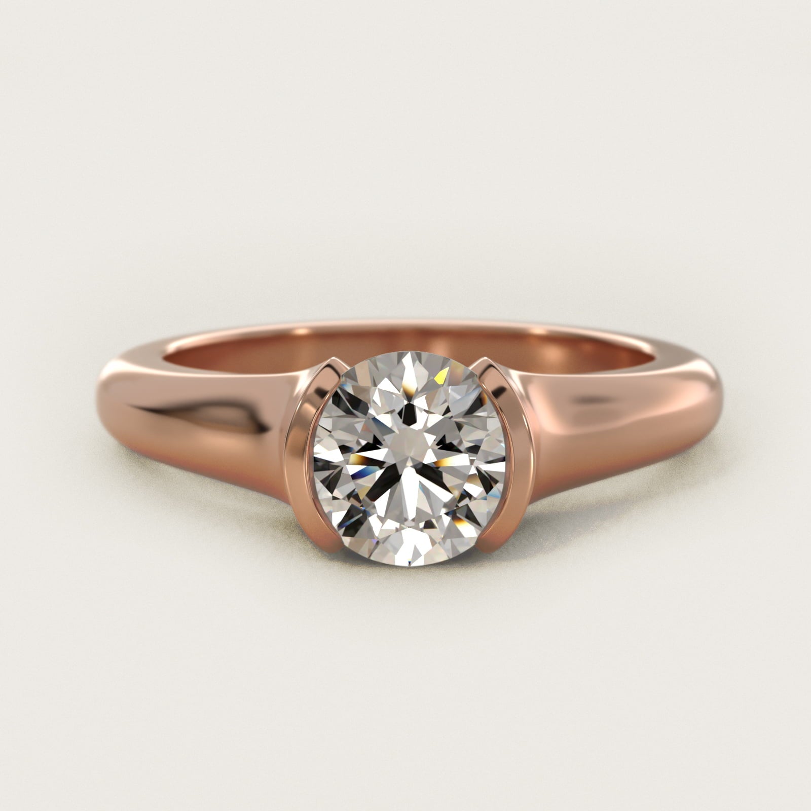 Tapered Half Bezel Tension Engagement Ring In 18k Rose Gold By James Allen - Round Center