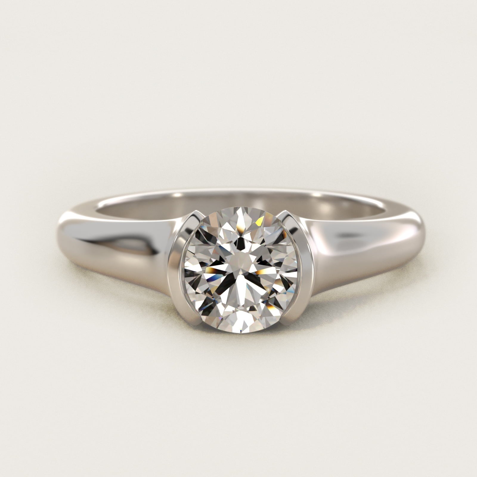 Tapered Half Bezel Tension Engagement Ring In Platinum By James Allen - Round Center