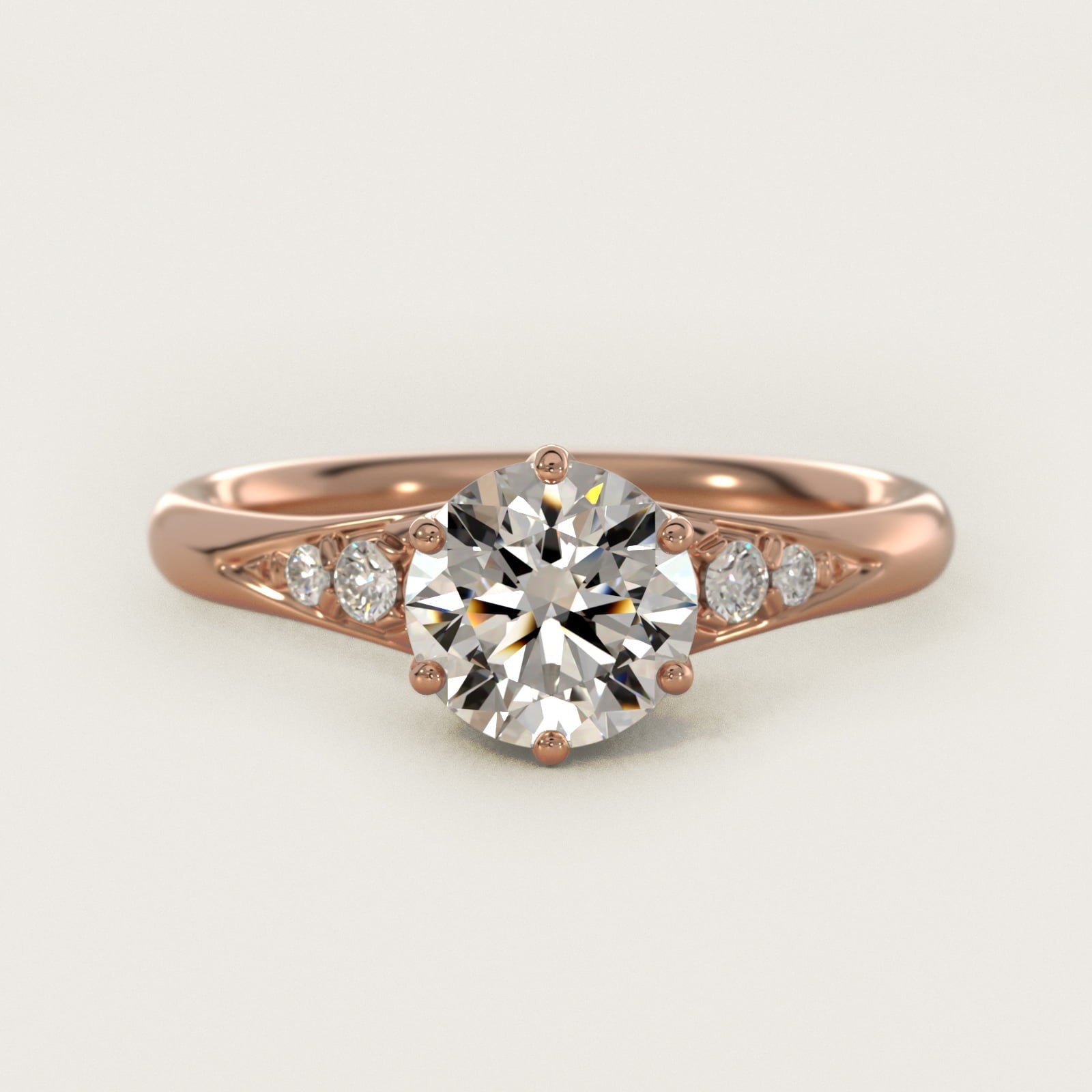 Tapered Pav? Side Stone Diamond Engagement Ring In 18k Rose Gold By James Allen - Round Center