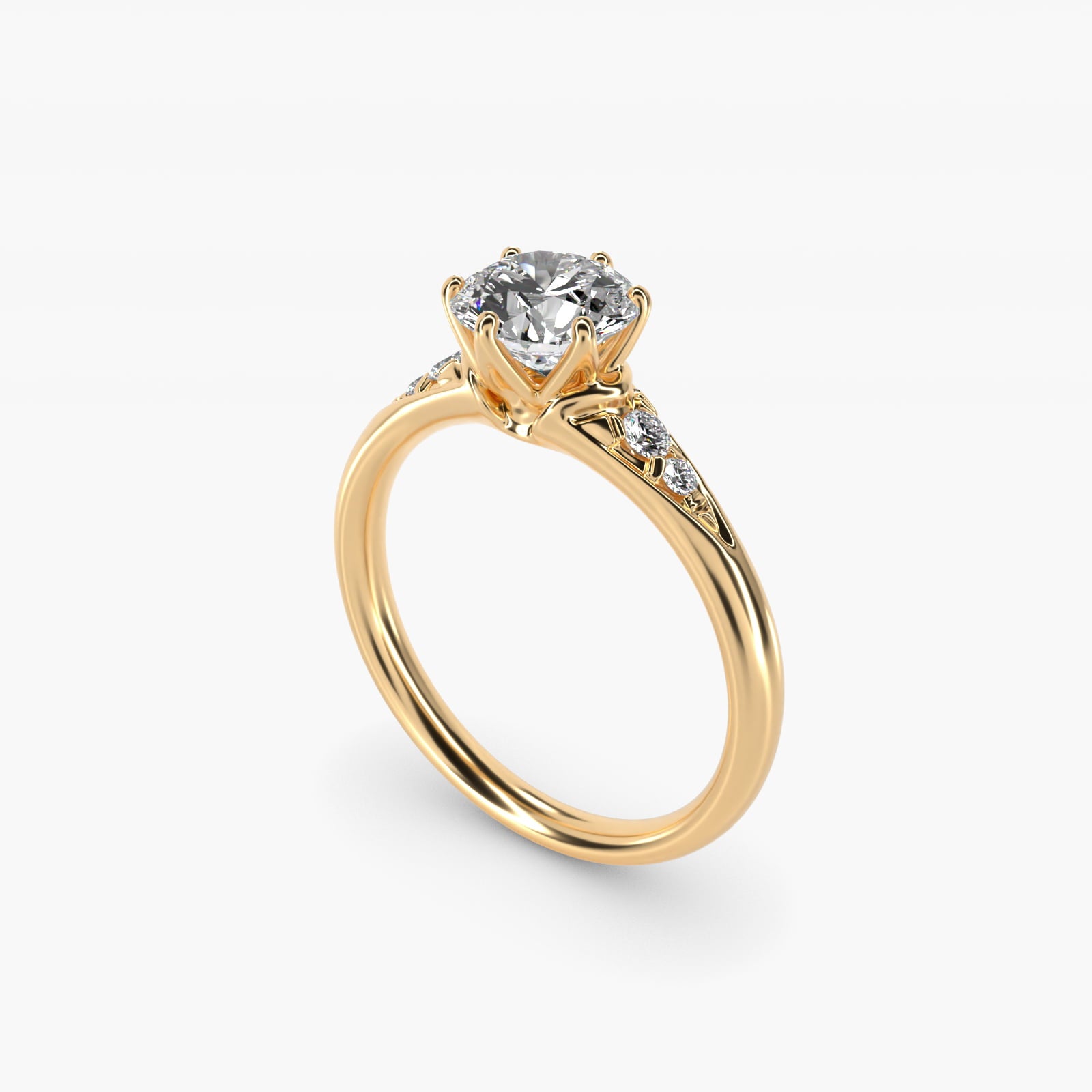 Tapered PavŽ Side Stone Diamond Engagement Ring In 14K Yellow Gold By James Allen - Round Center