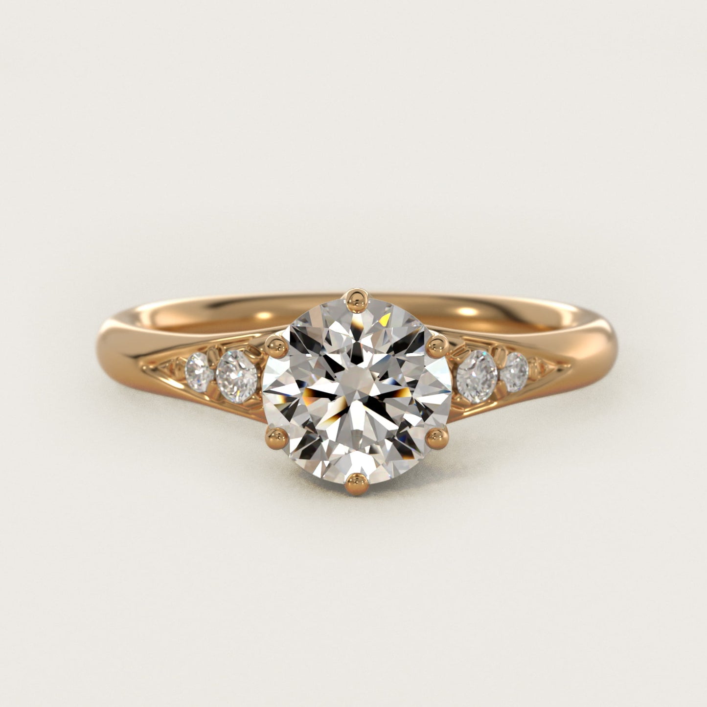 Tapered PavŽ Side Stone Diamond Engagement Ring In 14K Yellow Gold By James Allen - Round Center