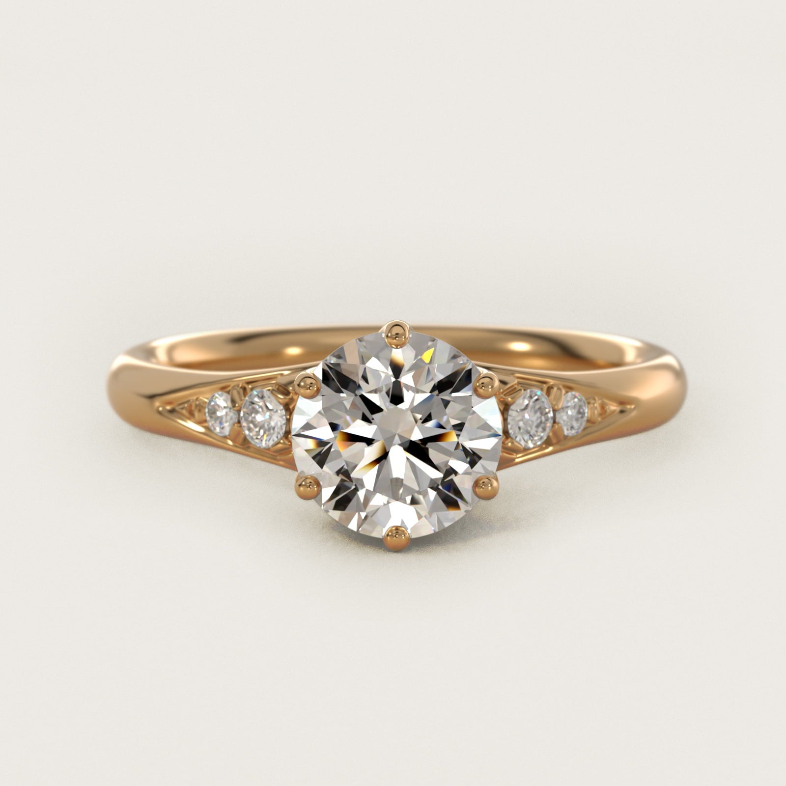 Tapered PavŽ Side Stone Diamond Engagement Ring In 14K Yellow Gold By James Allen - Round Center