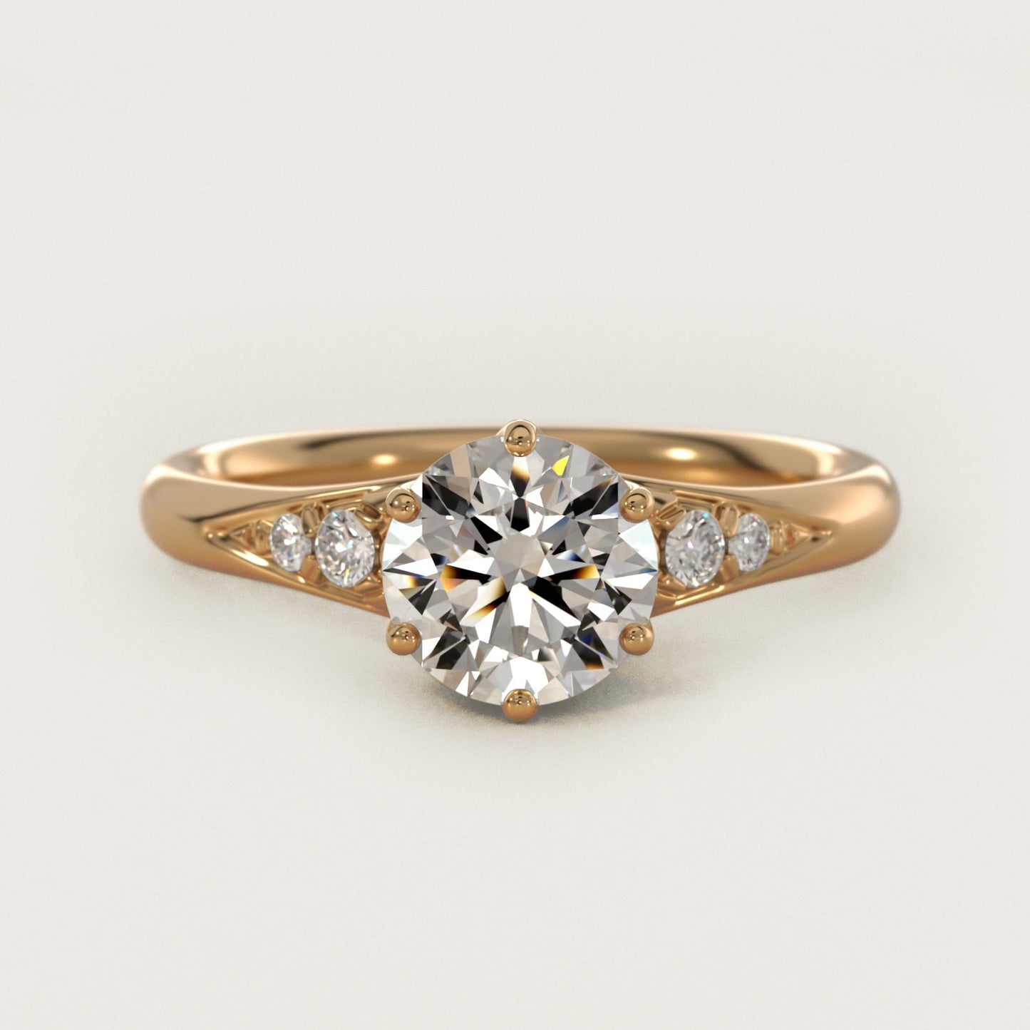 Tapered Pav? Side Stone Diamond Engagement Ring In 18k Yellow Gold By James Allen - Round Center