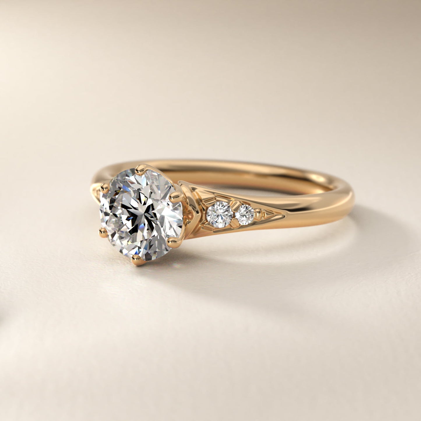 Tapered PavŽ Side Stone Diamond Engagement Ring In 14K Yellow Gold By James Allen - Round Center