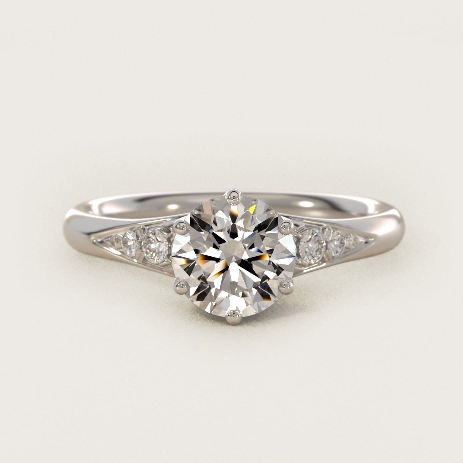 Tapered Pav? Side Stone Diamond Engagement Ring In Platinum By James Allen - Round Center