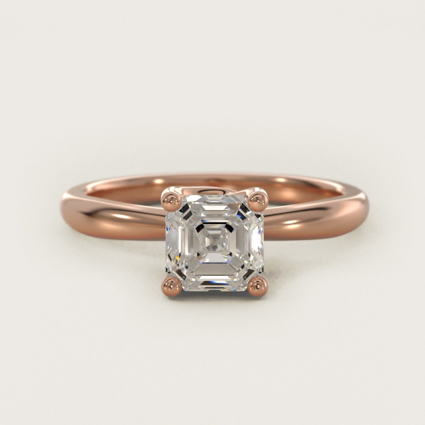 Tapered Ribbon Solitaire Engagement Ring in 14k Rose Gold - Asscher Center