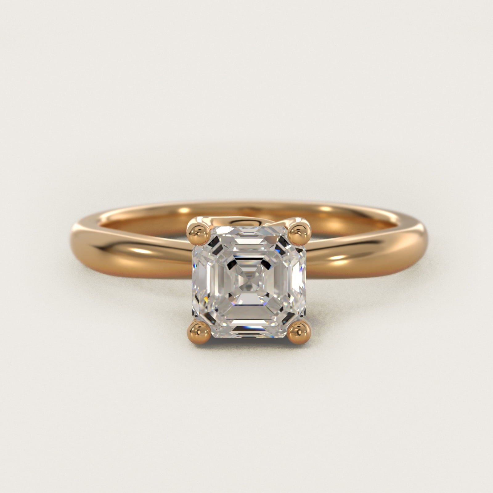 Tapered Ribbon Solitaire Engagement Ring in 14k Yellow Gold - Asscher Center