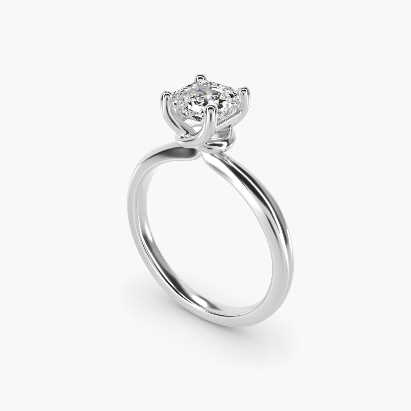 Tapered Ribbon Solitaire Engagement Ring in Platinum - Asscher Center