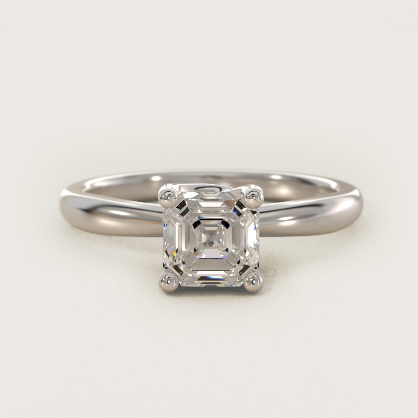 Tapered Ribbon Solitaire Engagement Ring in Platinum - Asscher Center